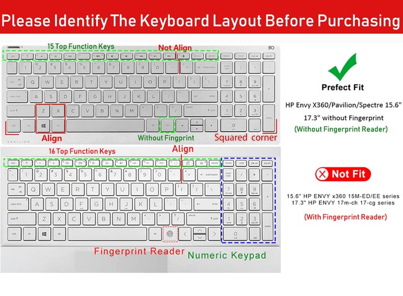 imComor Keyboard Cover for HP Laptop 15-db 15-dw 15-dy 15-da 15-ef 15-bs/bw 15-ef 15t 15z 15.6" 15-db0011dx 15-dy1043dx/dy1051wm 15-dw0037wm/dw1083wm 15-ef1001ds, HP 17-by/bs/ca 17.3 Keyboard Cover, Purple - Image 2